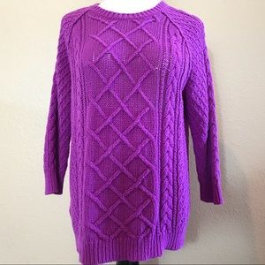 Ann Taylor LOFT Purple Cable Knit Sweater